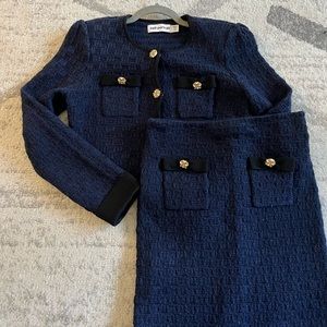 Self Portrait Navy Weave Set